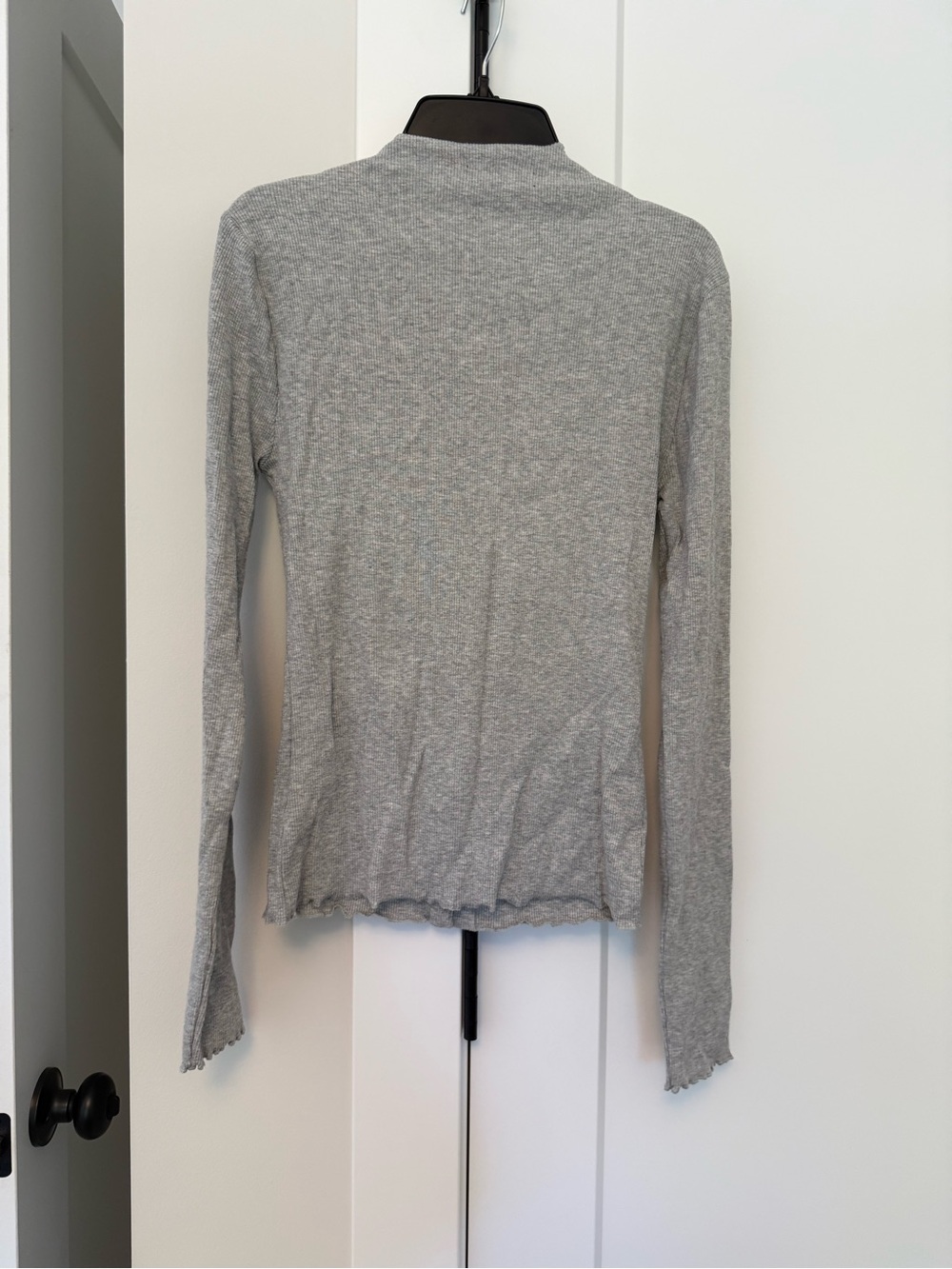 J. Crew Heather Gray Long-Sleeve Lettuce-Edge Tee
